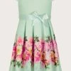 Monsoon Green Floral Border Print Scuba Dress -Angel & Rocket Shop 156831s