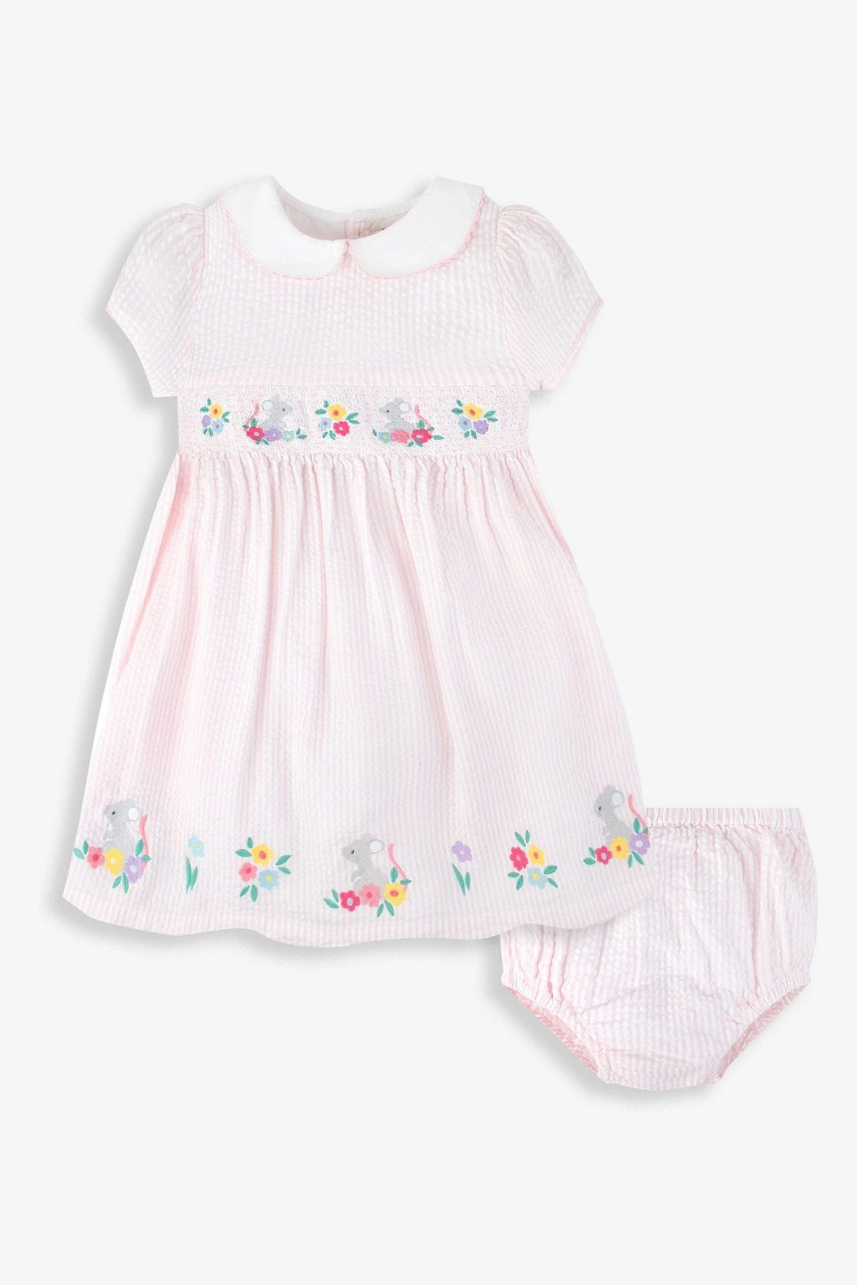 Jojo Maman Bebe JoJo Maman Bébé Mouse Embroidered Smocked Dress 4 Jojo Maman Bebe JoJo Maman Bébé Mouse Embroidered Smocked Dress - Image 2