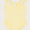 Monsoon Yellow Baby Seersucker Ruffle Swimsuit -Angel & Rocket Shop 190091s