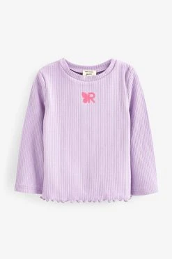 River Island Girls Purple Lettuce Edge Top