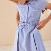 Next Cotton Rich Belted Gingham School Dress With Scrunchie (3-14yrs) -Angel & Rocket Shop 196 508s