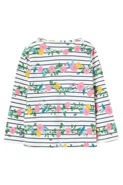 Joules White Harbour Print Long Sleeve Stripe & Printed T-Shirt 2-12 Years