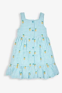 Jojo Maman Bebe JoJo Maman Bébé Gingham Lemon Embroidered Frill Dress