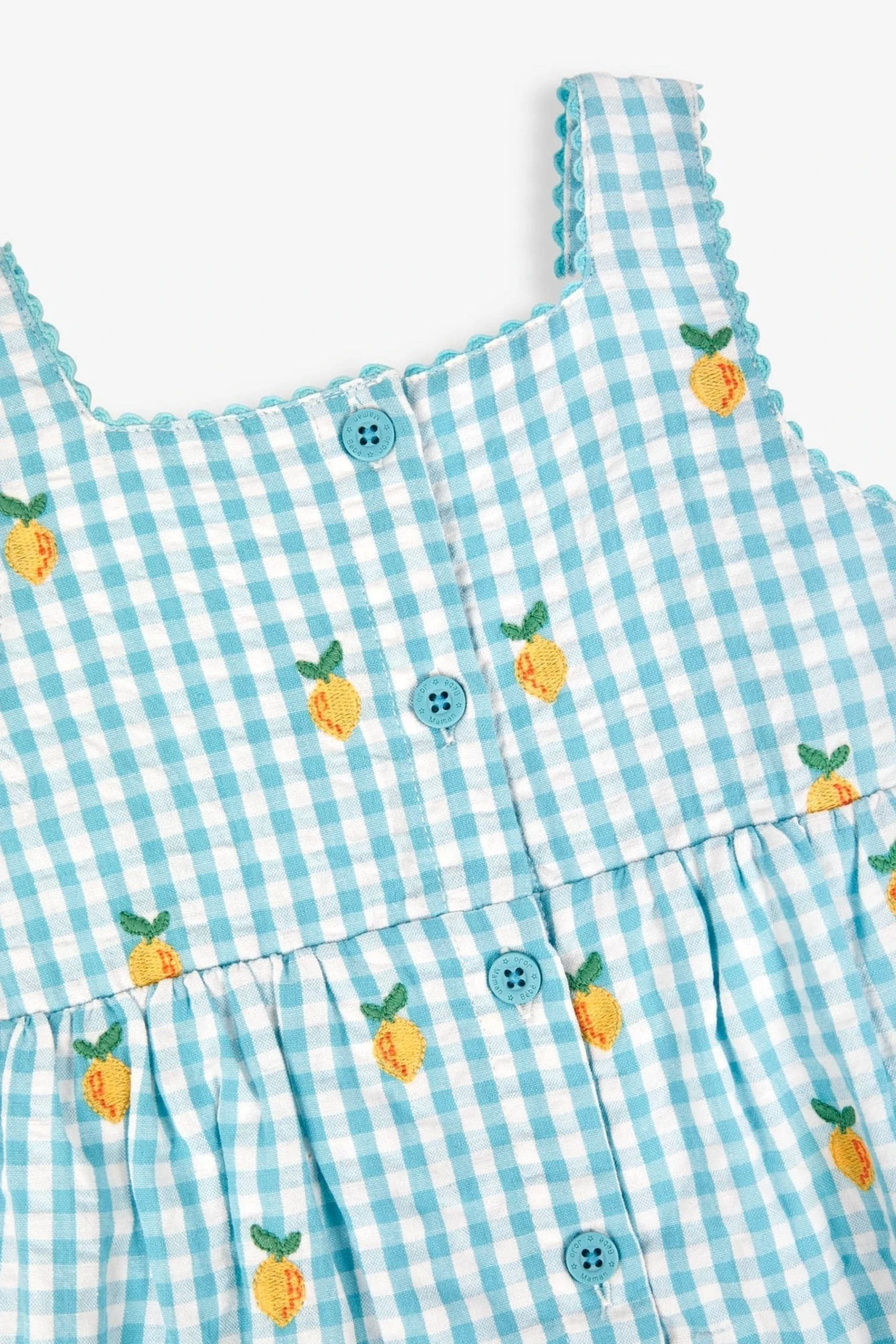 Jojo Maman Bebe JoJo Maman Bébé Gingham Lemon Embroidered Frill Dress 4 Jojo Maman Bebe JoJo Maman Bébé Gingham Lemon Embroidered Frill Dress - Image 2