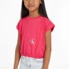 Calvin Klein Jeans Girls Pink Off Placed Monogram T-Shirt -Angel & Rocket Shop 305178s