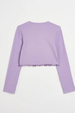 River Island Girls Purple Rib Lettuce Hem Top -Angel & Rocket Shop 310287s2