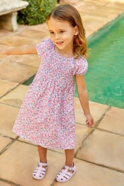 Jojo Maman Bebe JoJo Maman Bébé Butterfly Ditsy Print Smocked Dress -Angel & Rocket Shop 343267s5