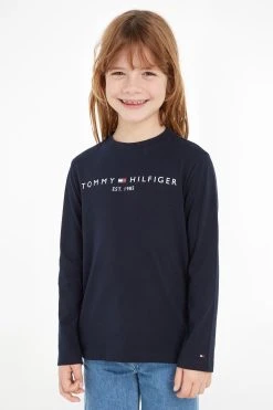 Tommy Hilfiger Girls Blue Essential Logo Long Sleeve T-Shirt