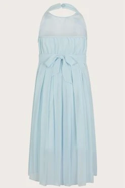 Monsoon Blue Hallie Halterneck Chiffon Dress -Angel & Rocket Shop 398622s2