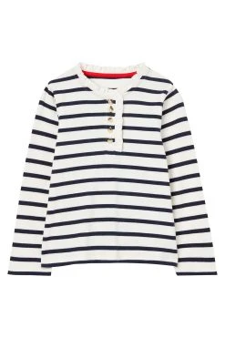 Joules Blue Grace Frill Henley Top 2-12 Years