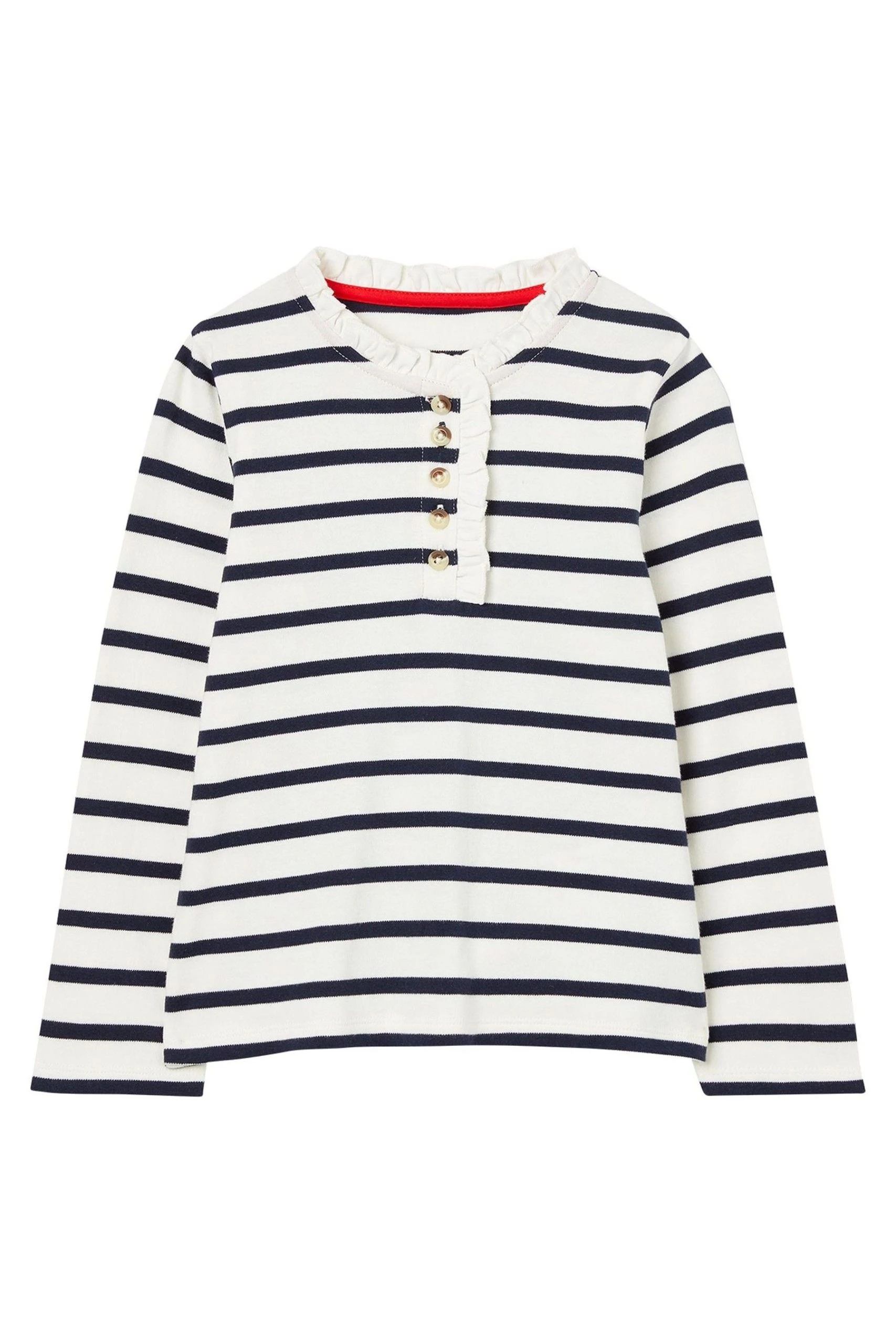 Joules Blue Grace Frill Henley Top 2-12 Years 3 Joules Blue Grace Frill Henley Top 2-12 Years