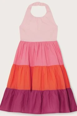 Monsoon Pink Colourblock Halter Neck Dress