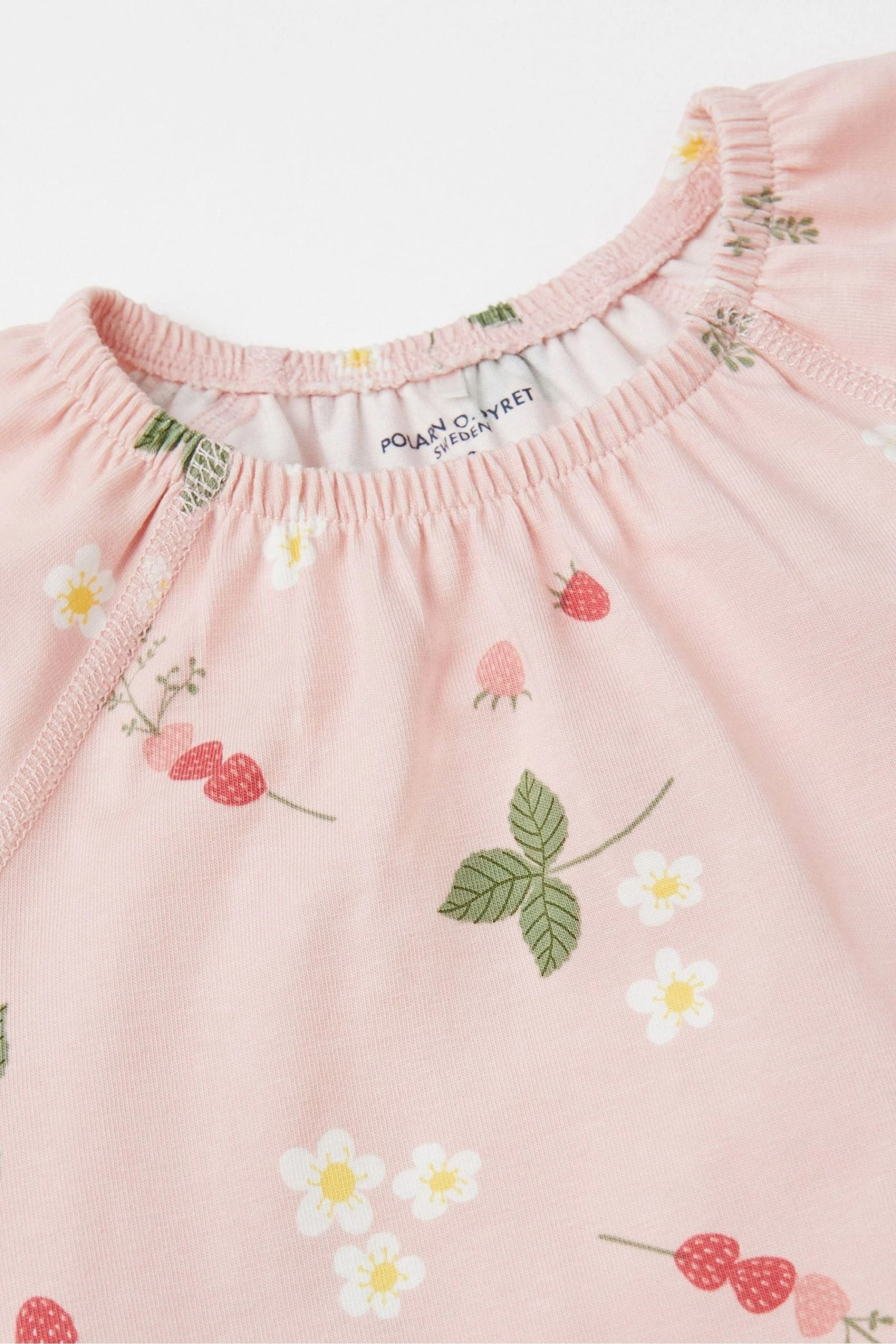 Polarn O. Pyret Pink Organic Cotton Strawberry Print Dress 5 Polarn O. Pyret Pink Organic Cotton Strawberry Print Dress - Image 3
