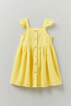 Crew Clothing Company Yellow Cotton Straight Dress