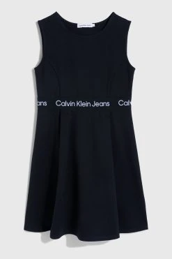 Calvin Klein Jeans Girls Black Logo Tape Punto Sleeveless Dress 11 Calvin Klein Jeans Girls Black Logo Tape Punto Sleeveless Dress -Angel & Rocket Shop 432282s5
