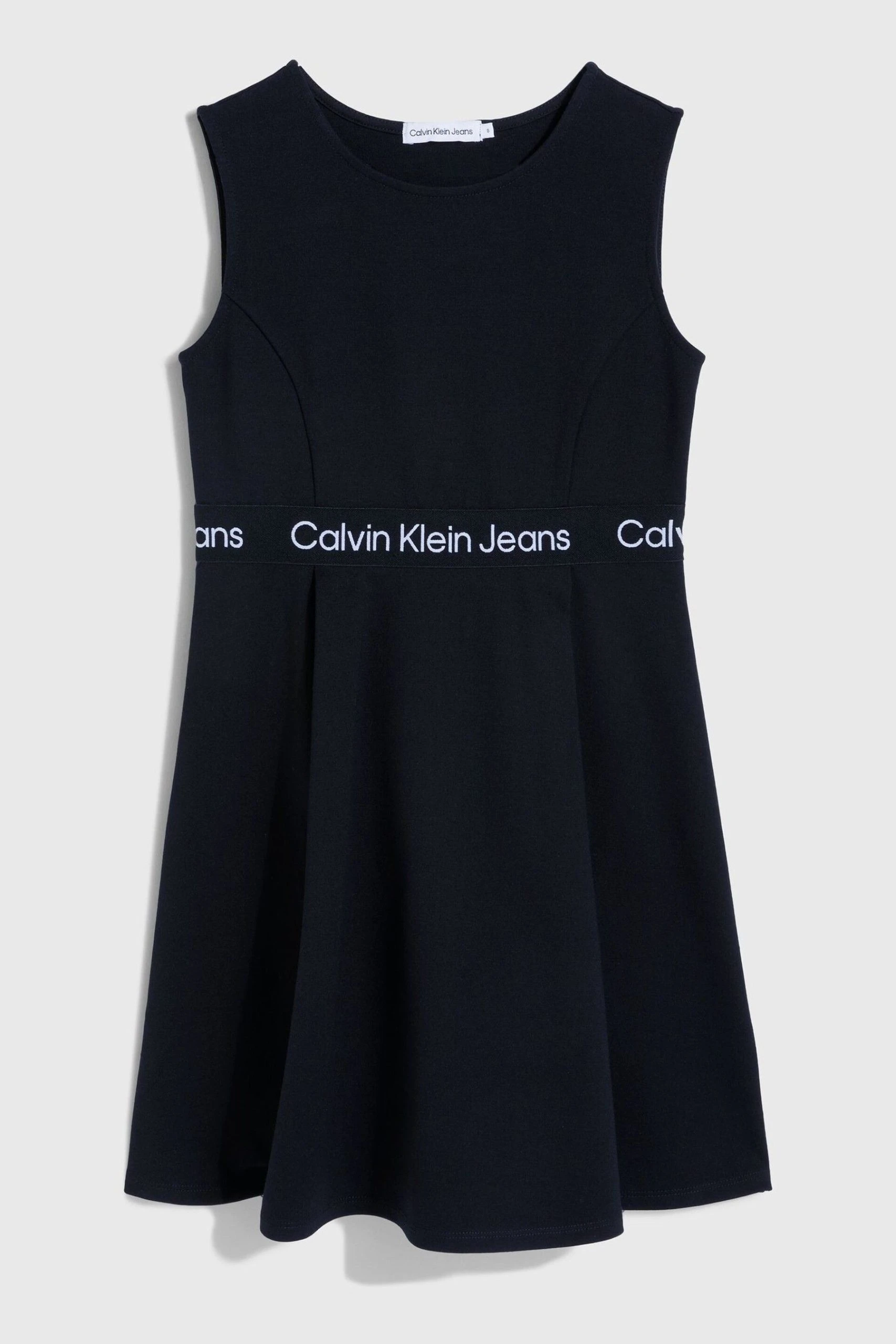 Calvin Klein Jeans Girls Black Logo Tape Punto Sleeveless Dress 7 Calvin Klein Jeans Girls Black Logo Tape Punto Sleeveless Dress - Image 5