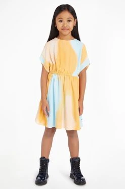 Calvin Klein Jeans Girls Orange Woven Print Dress