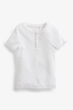 Next White Ribbed Placket T-Shirt (3-16yrs)