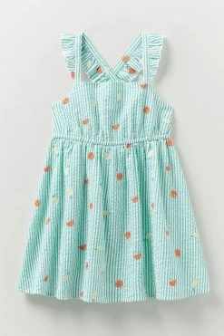 Crew Clothing Company Green Cotton A-Line Dress