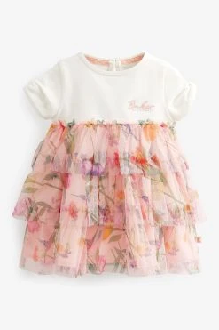 Baker By Ted Baker Pink Floral Tiered Mesh Dress