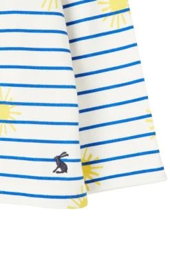 Joules Harbour Luxe White Long Sleeve Stripe & Printed T-Shirt 2-12 Years -Angel & Rocket Shop 556401s4