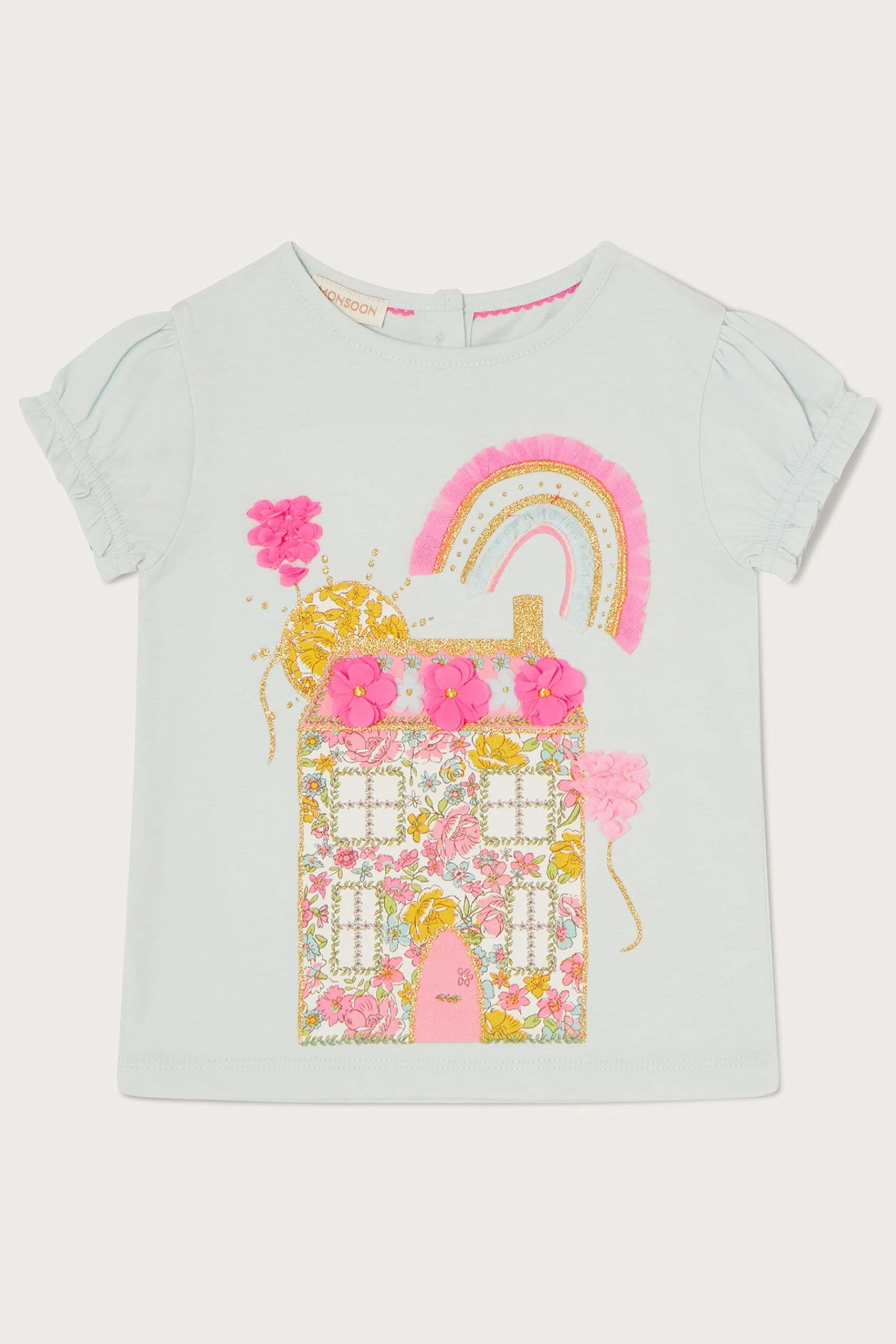 Monsoon Blue Baby House Print Embroidered T-Shirt 3 Monsoon Blue Baby House Print Embroidered T-Shirt