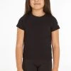 Calvin Klein Jeans Girls Rib Black T-Shirt -Angel & Rocket Shop 590497s