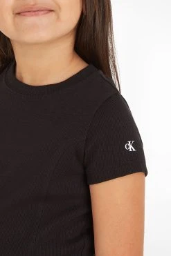 Calvin Klein Jeans Girls Rib Black T-Shirt -Angel & Rocket Shop 590497s3