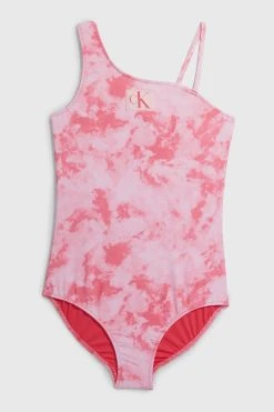 Calvin Klein Girls Pink One Shoulder Swimsuit