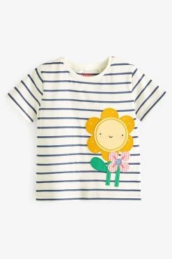 Next Navy Flower Striped T-Shirt (3mths-7yrs)
