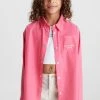 Calvin Klein Jeans Girls Pink Monogram Logo Relaxed Overshirt -Angel & Rocket Shop 692078s
