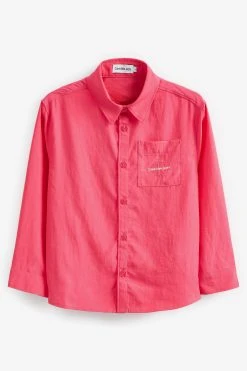 Calvin Klein Jeans Girls Pink Monogram Logo Relaxed Overshirt -Angel & Rocket Shop 692078s5