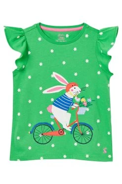 Joules Green Flutter Astra Short Sleeve Flutter Applique T-Shirt