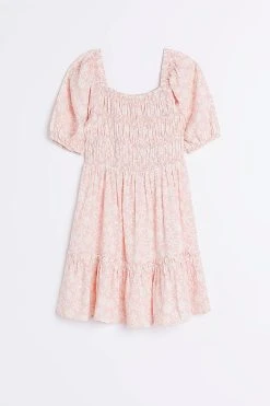 River Island Girls Pink Peplum Tea Dress