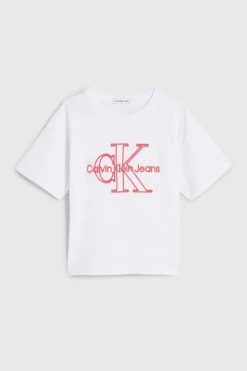 Calvin Klein Girls Embrioidered Monogram White T-Shirt -Angel & Rocket Shop 706917s4