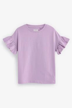 Next Pink/Lilac Purple 5 Pack Unicorn Frill Sleeve T-Shirts (3-16yrs) -Angel & Rocket Shop 7083T4s3