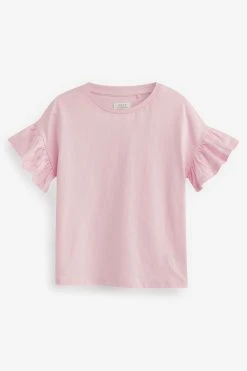 Next Pink/Lilac Purple 5 Pack Unicorn Frill Sleeve T-Shirts (3-16yrs) -Angel & Rocket Shop 7083T4s5