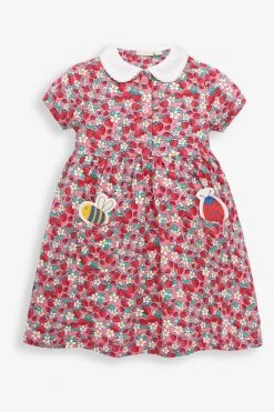 Jojo Maman Bebe JoJo Maman Bébé Girls Pretty Strawberry Print Pet In Pocket Dress -Angel & Rocket Shop 739418s2