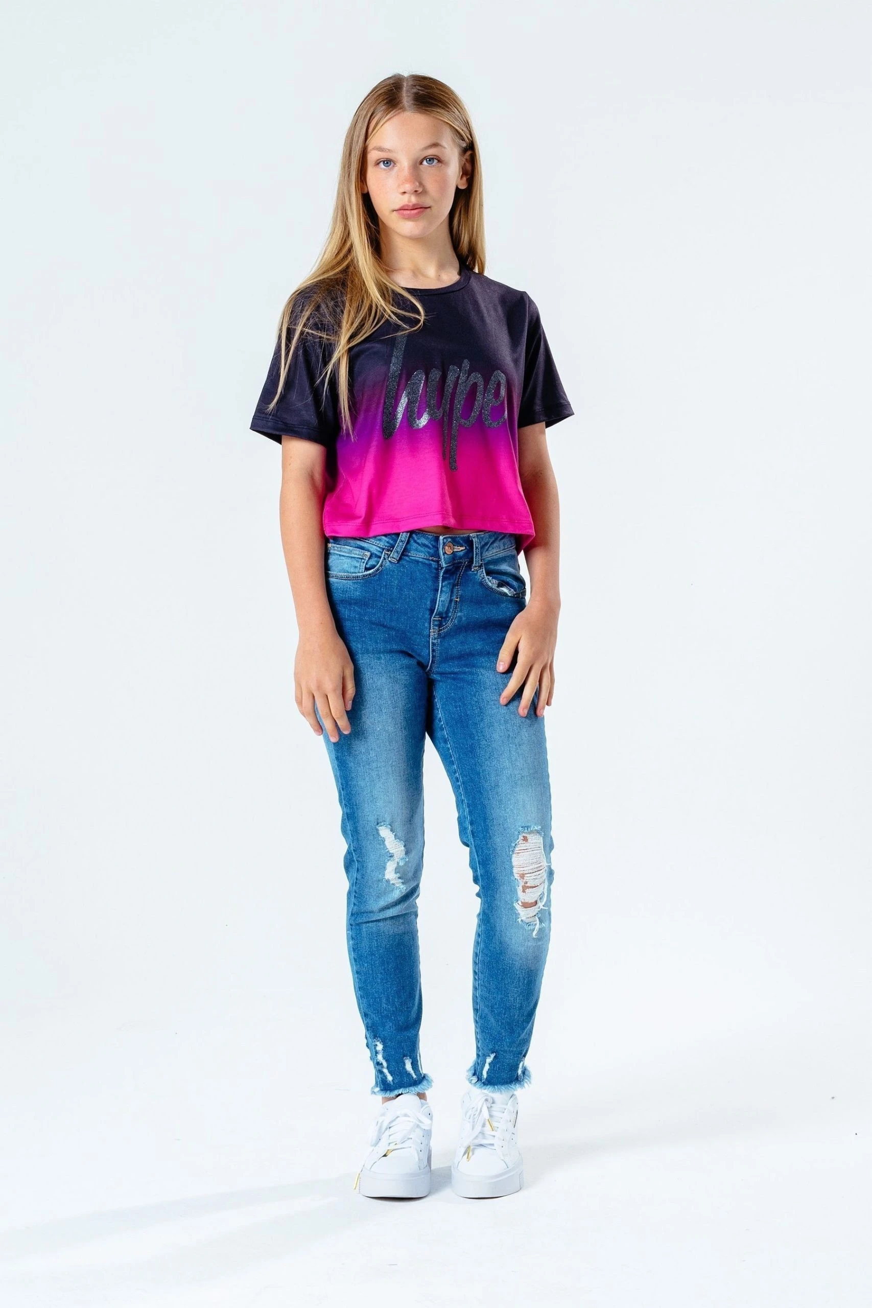 Hype. Multi Intensity Fade Kids Crop T-Shirt 4 Hype. Multi Intensity Fade Kids Crop T-Shirt - Image 2