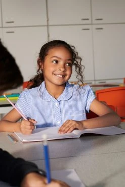 Next Cotton Rich Button Front Lace Gingham School Dress (3-14yrs) -Angel & Rocket Shop 776822s5