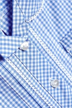 Next Cotton Rich Button Front Lace Gingham School Dress (3-14yrs) -Angel & Rocket Shop 776822s8