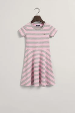 GANT Pink Striped Spin Logo Dress