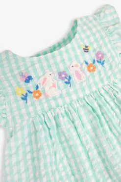Jojo Maman Bebe JoJo Maman Bébé 3-Piece Gingham Bunny Embroidered Dress With Knickers & Floppy Hat Set -Angel & Rocket Shop 847829s5