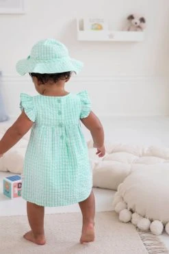 Jojo Maman Bebe JoJo Maman Bébé 3-Piece Gingham Bunny Embroidered Dress With Knickers & Floppy Hat Set -Angel & Rocket Shop 847829s7