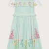 Monsoon Blue Embroidered Scallop Frill Dress -Angel & Rocket Shop 886746s