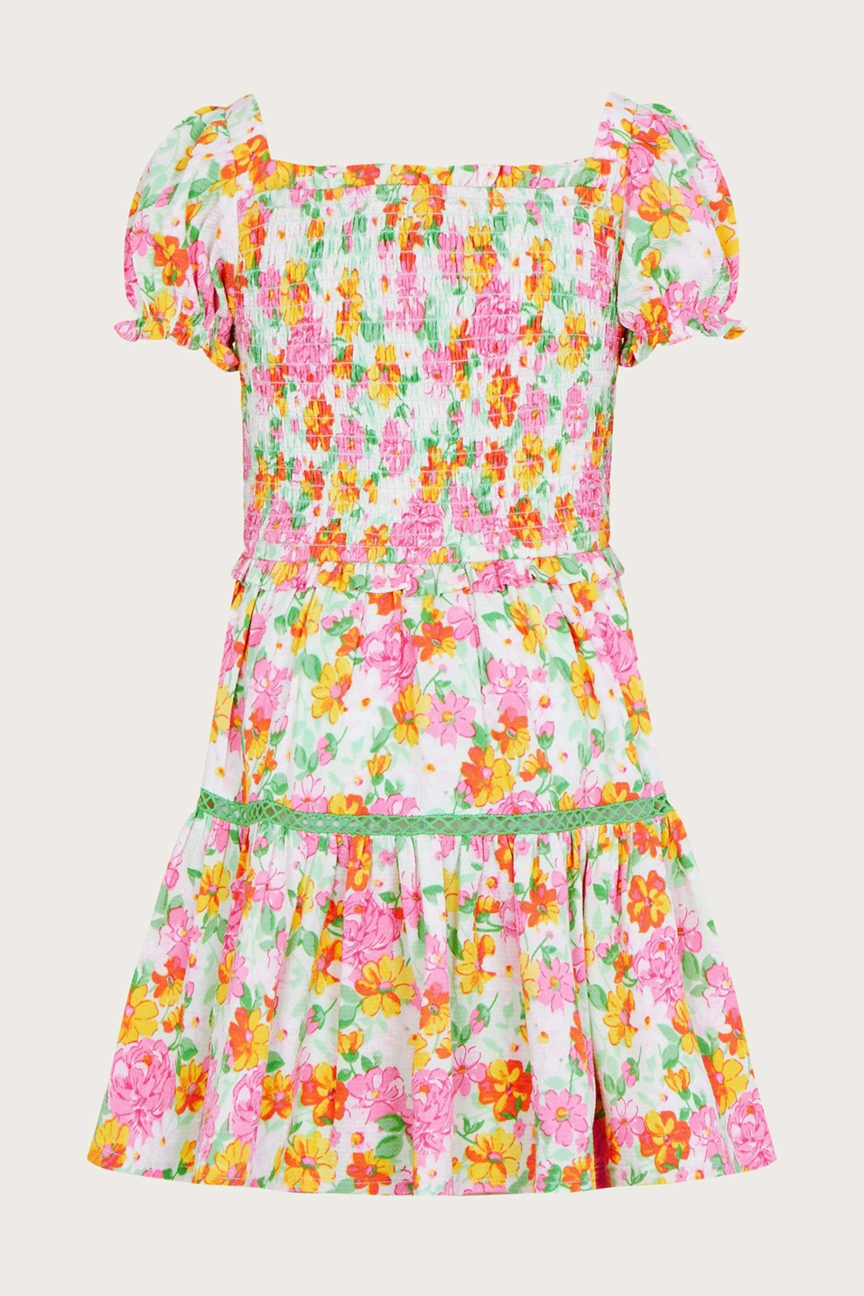 Monsoon Green Ditsy Shirred Dress 4 Monsoon Green Ditsy Shirred Dress - Image 2