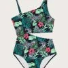 Monsoon Palm Black Print Cut Out Swimsuit -Angel & Rocket Shop 930959s
