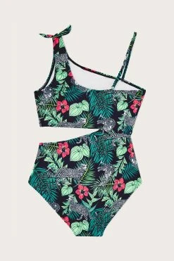 Monsoon Palm Black Print Cut Out Swimsuit -Angel & Rocket Shop 930959s2