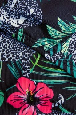 Monsoon Palm Black Print Cut Out Swimsuit -Angel & Rocket Shop 930959s3