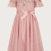 Monsoon Pink Embroidered Sequin Flutter Sleeve Dress -Angel & Rocket Shop 946061s
